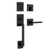 Kwikset San Clemente Handleset with Halifax Lever - Deadbolt Keyed One Side - featuring SmartKey, Matte Black