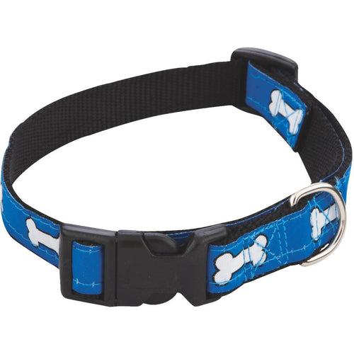 Westminster Pet Ruffin' it Bone Print Ribbon 14 In. to 20 In. Nylon Dog Collar