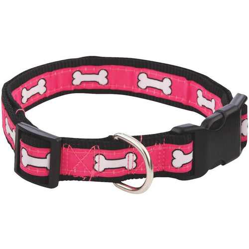 Westminster Pet Ruffin' it Bone Print Ribbon 18 In. to 26 In. Dog Collar